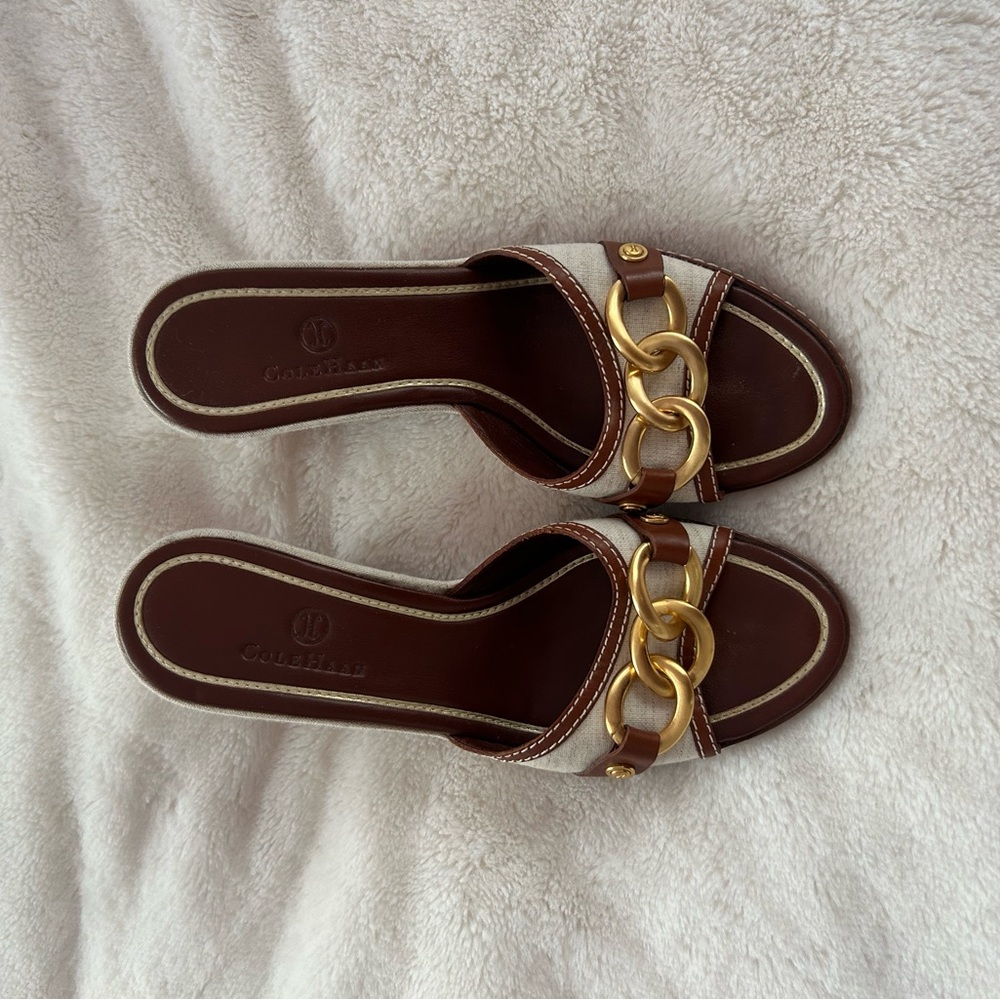 Cole Haan Tan and Cream Heels